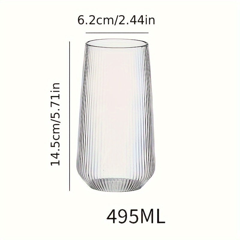 Glass cup, 490ml high borosilicate glass water cup suitable for iced coffee, juice, milk, tea and more, ideal for both summer and winter drinks.