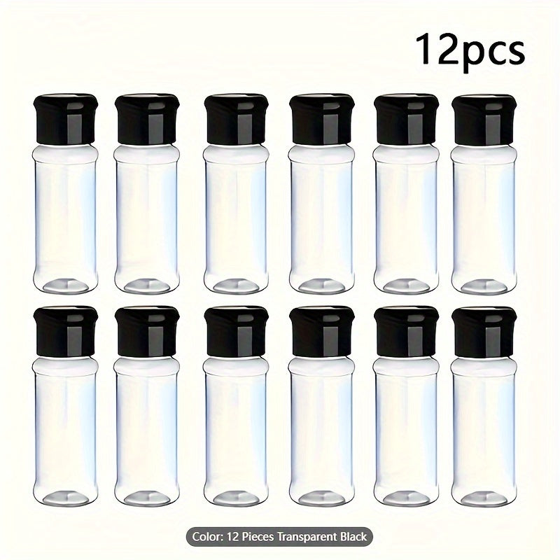 10 pieces of 100ml transparent PET plastic seasoning bottles for pepper, cumin, and chili powder.