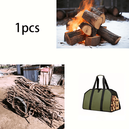 Sturdy Canvas Bag with High Capacity for Firewood, Ideal for Easy Transport and Camping