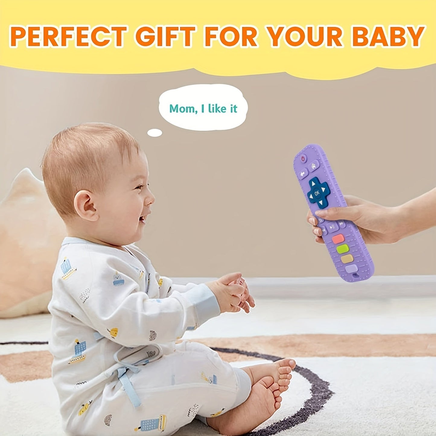 Teething toys suitable for newborns to 12-month-olds: Baby-friendly teethers in the shape of a remote control, perfect for boys and girls! Great gift options for Christmas, Halloween, and Easter.