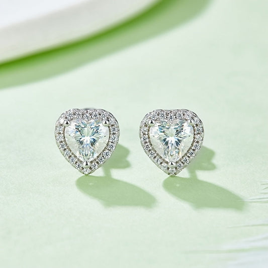 "Hashamatli Yurak Shaklidagi Moissanite Pendanti va Stud Ziraklar To'plami, 925 Oltin Qoplamali, Sovg'a Qutisi bilan Birga, 14 Fevral, To'y, Banket, Yubiley uchun Ideal - Har Bir Holat uchun Abadiy Zargarlik"