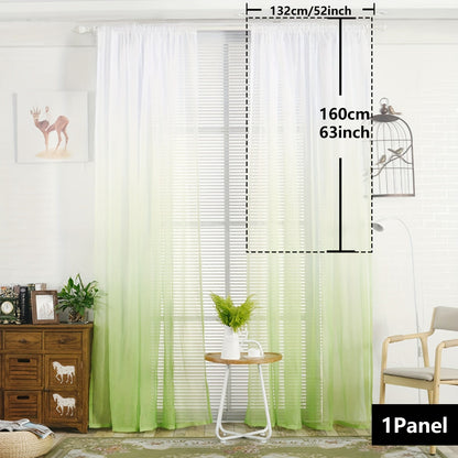 Elegant home decor - 1pc of gradient sheer curtains featuring top & bottom two-tone design in wear rod style.