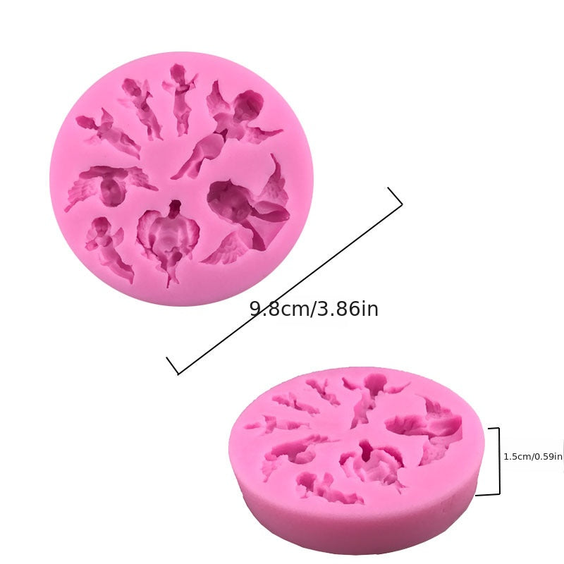 Angel-shaped silicone mold for making 3D fondant, DIY pudding, chocolate candies, desserts, gummy candies, cupcakes, handmade soaps, ice cubes, ice cream. A must-have for cake decorating, baking, and kitchen items.