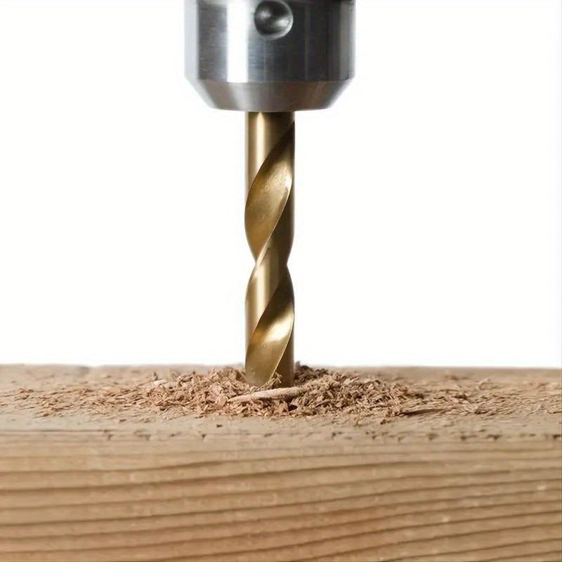 50 titanium-plated steel drill bits with round handles, ideal for electric drills, in sizes 1/1.5/2/2.5/3mm.