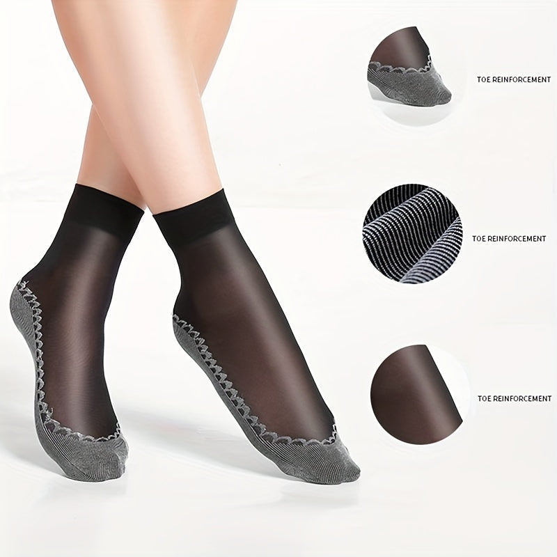 5 sets of lace mesh socks, thin, breathable, anti-snag, non-slip, women's stockings & hosiery.