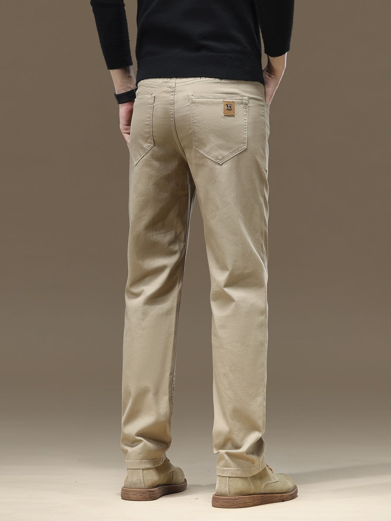 Men's cotton chinos with slight stretch and button fly closure - versatile for casual or business wear all year round