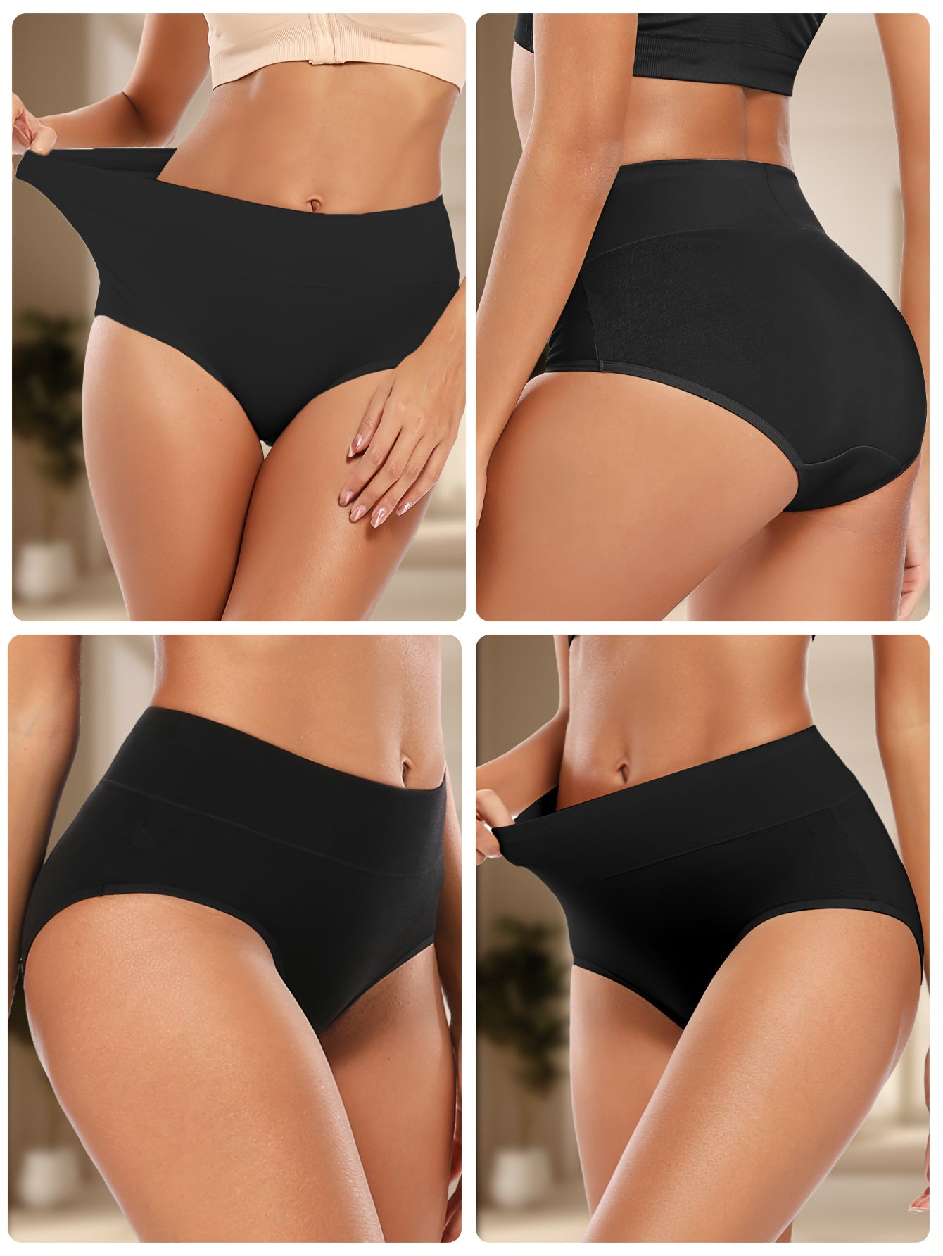 5-pack of molasus Women's High-Waist Briefs in assorted solid colors, breathable and stretchy with full coverage.