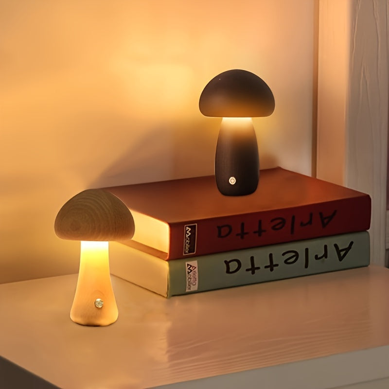 Modern Mushroom LED night lamp with brightness Adjustable touch switch, USB powered.