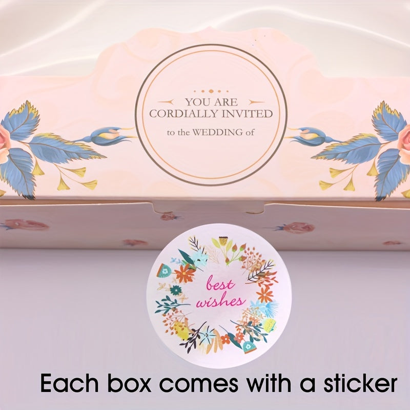 5 Pink Rose Gift Boxes with Stickers - Ideal for Birthdays, Weddings & Candy