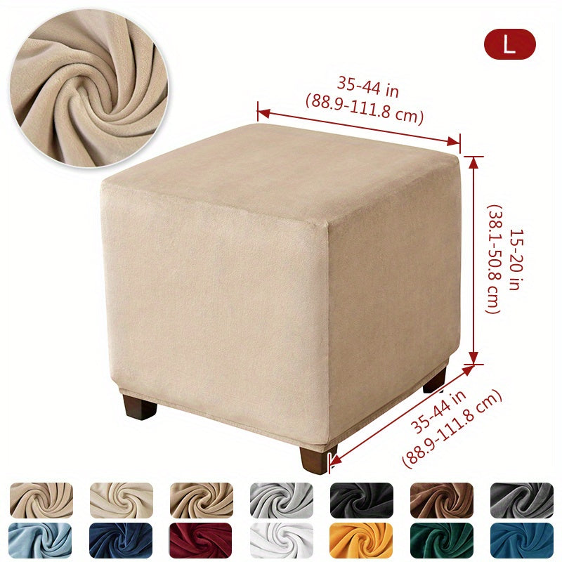 Velvet square ottoman cover for storage stool, with elastic and all-inclusive design.