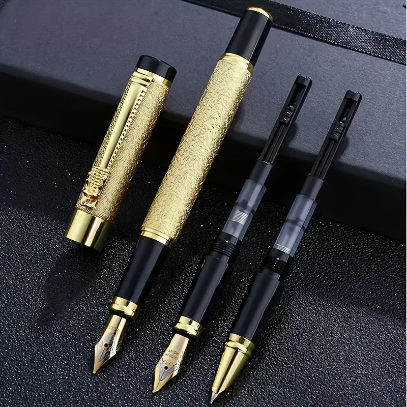 Set of 3 Metal Fountain Pens with Iridium Nibs (0.38mm/0.5mm/1.0mm) - Great for Writing & Drawing, Perfect Gift for Holidays