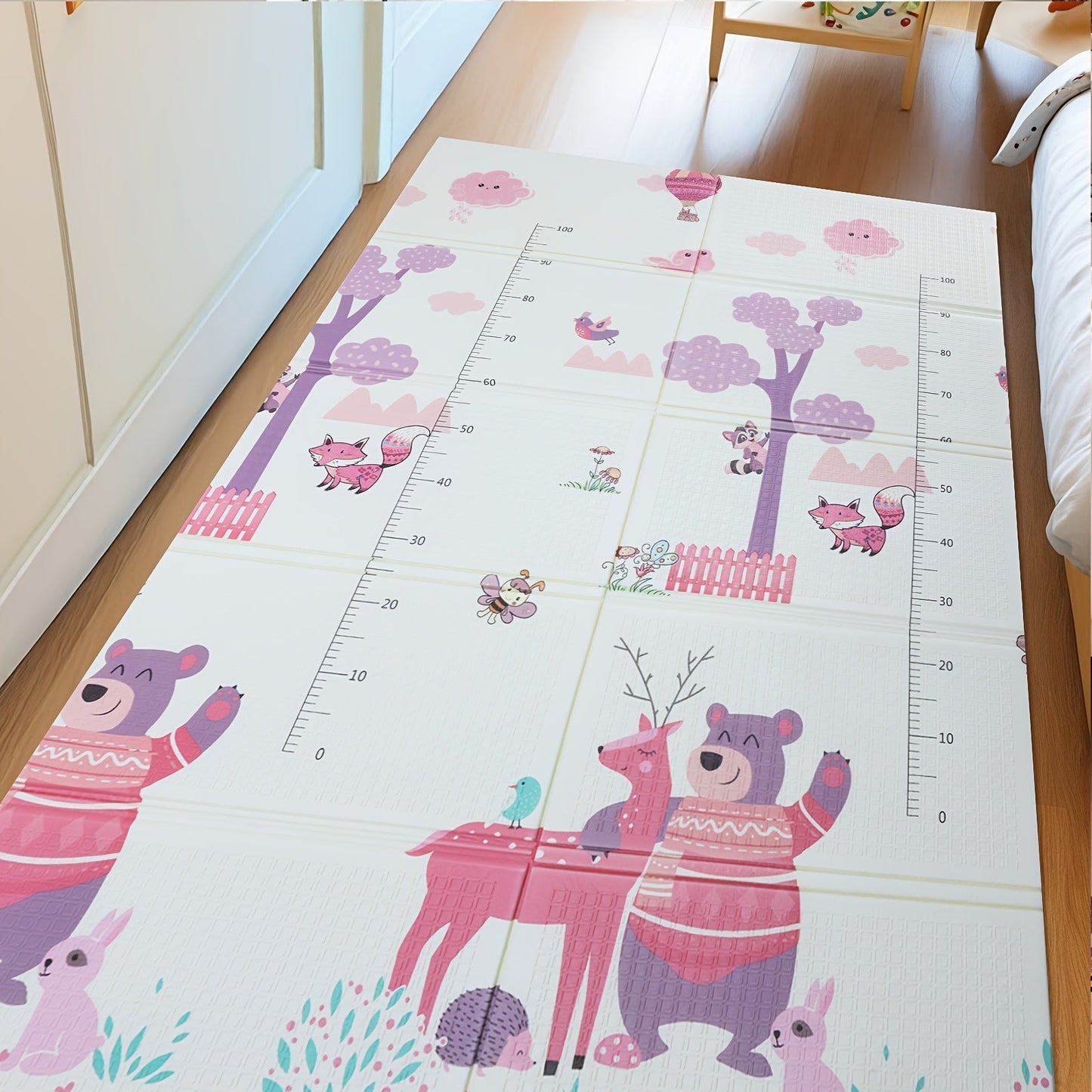 Foldable Non-Slip Foam Floor Pad in Light Purple/Deep Pink/White/Blue - Perfect for Youngsters - Reversible Waterproof Mat - Great for First Steps & Nursery Decor - Ideal Gift for Christmas, Halloween, Thanksgiving, Easter.