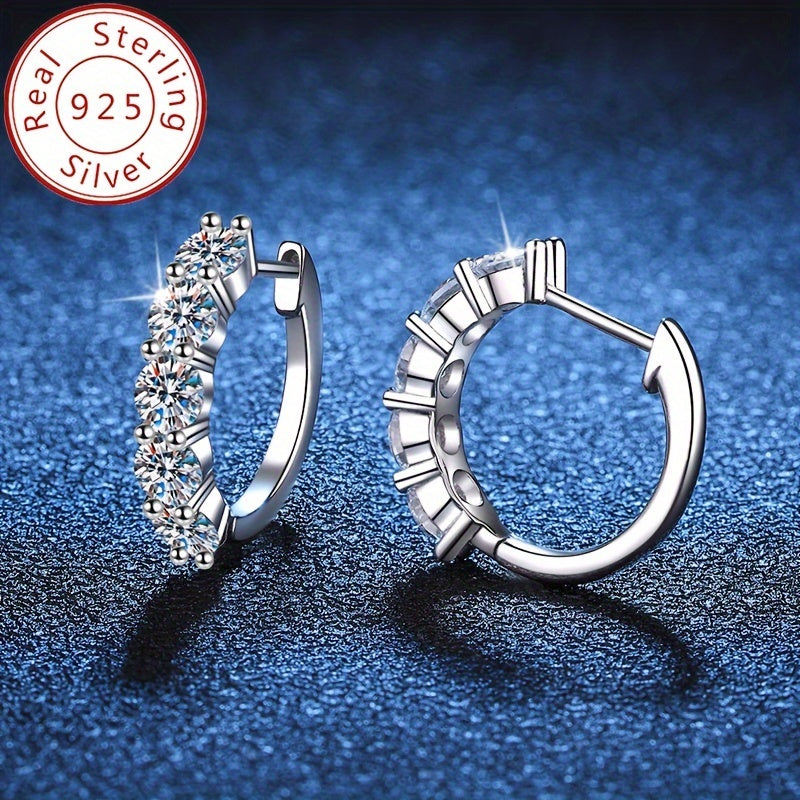 These elegant ladies' earrings are made of S925 sterling silver and feature a delicate pair of Mozambique stone earrings, each weighing 0.3ct. Set in approximately 3.1g of silvery, these earrings are perfect for wedding, anniversary, and Valentine's Day