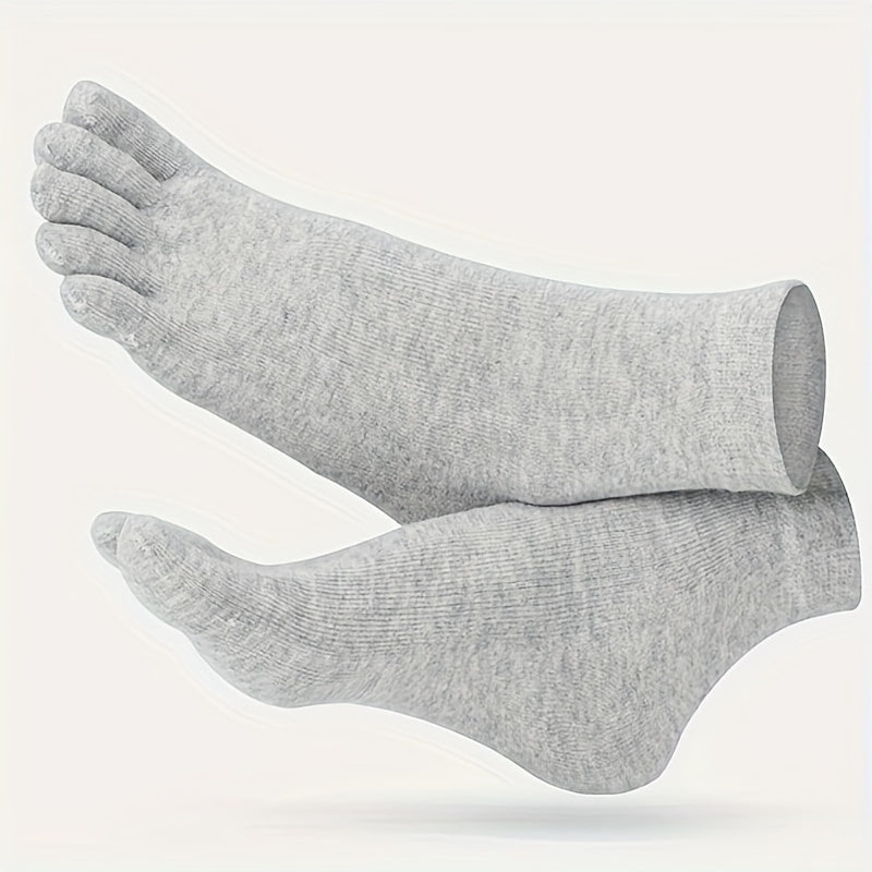 10 pairs of men's mid-calf split toe socks in solid colors.