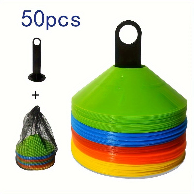 PE Football Training Equipment available in 5/10/20/50pcs sets with Thickened Round Mouth Logo Discs, ideal for outdoor sports.