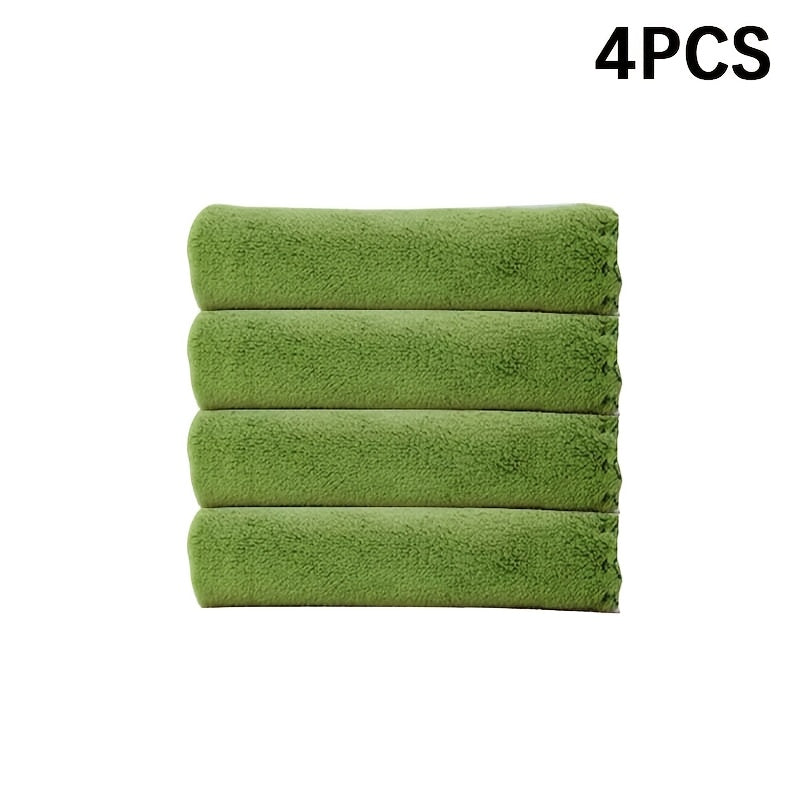 Set of 4 square towels measuring 27.94*27.94cm. Soft, absorbent, versatile for bathroom and household use.