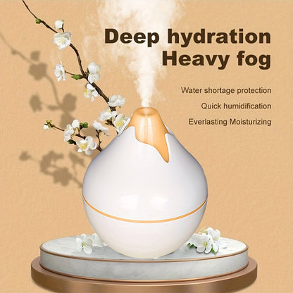 USB powered humidifier with aromatherapy, quiet operation, wood grain design, suitable for home and office.