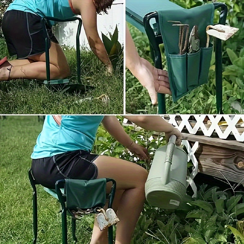 Durable Oxford Fabric Folding Kneeling Stool with Side Pocket, Ideal Gardening Tool Organizer for Outdoor Activities, Backyard, Lawn Care & Planting. Convenient Portable Chair Storage Pouch for Camping Chair Armrest.