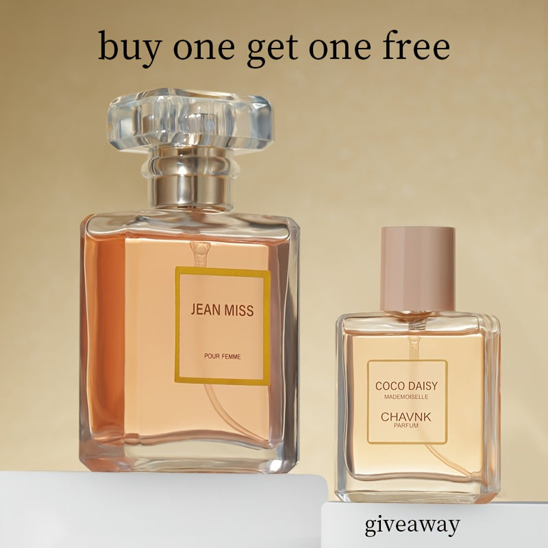 Elegant floral women's perfume: buy one, get one free. Alcohol-based, formaldehyde-free. Ideal for daily wear or date night.