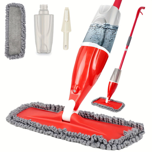 Household Spray Mop Set with Rotating Flat Floor Mop, Dual-use Dry and Wet Lazy Mop. Creative Water Sprayer for Living Room, Bathroom, and Kitchen Cleaning. Includes 1 Mop Pad. Perfect Cleaning Tool for Home.