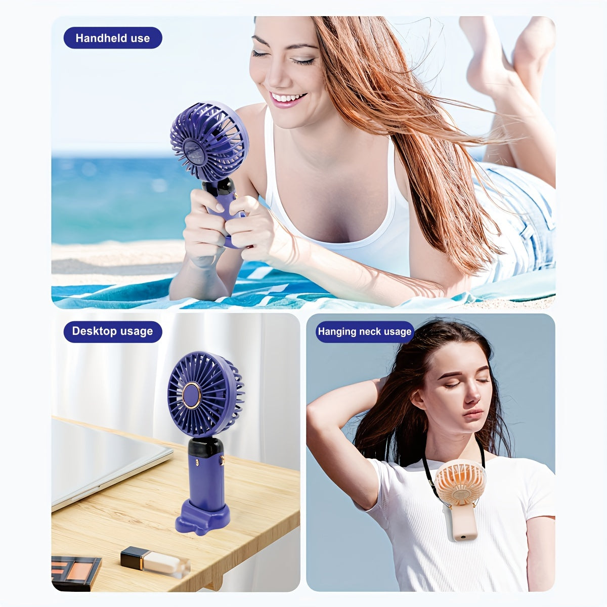 Compact 5-Speed Mini Fan equipped with LED Display, Powerful Airflow, Collapsible Neckband, Convenient Button Operation, Rechargeable via USB with 1200mAh Lithium Battery, Durable ABS Construction, Stylish Painted Finish, Wearable Fan for Indoor and