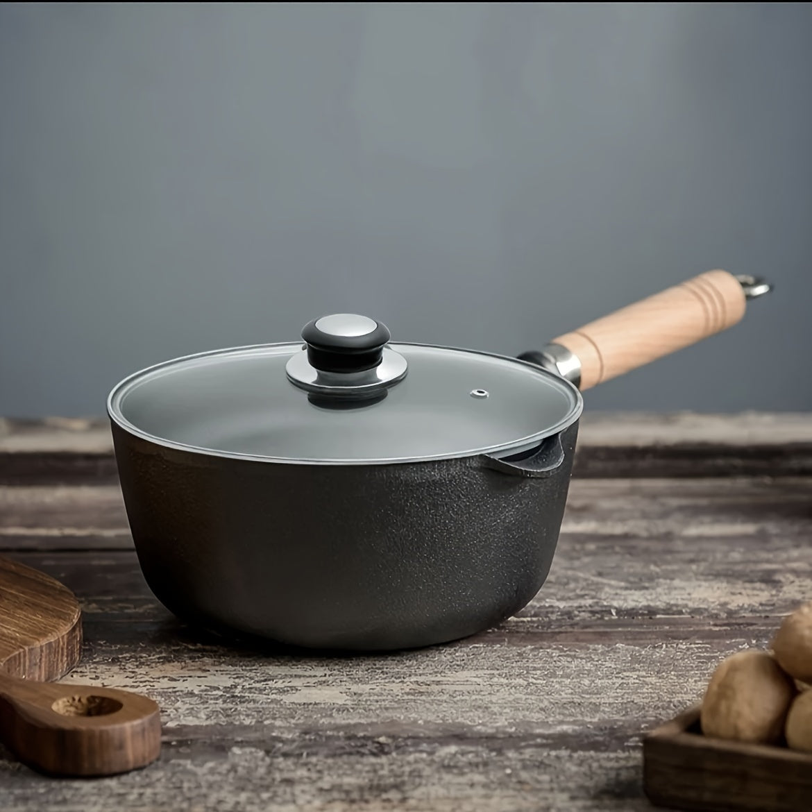 One piece of cast iron milk pot, perfect for cooking food for one person. This versatile pot can be used for food supplements, frying, and more. It is a multi-way cast iron small pot that is great for use at home or outdoors.