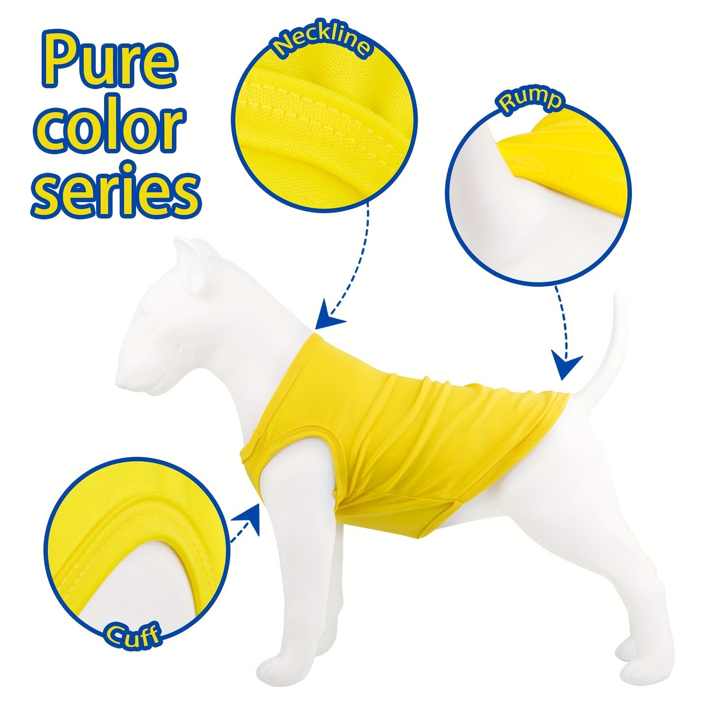 Soft pullover shirts for small dogs in colorful summer designs.