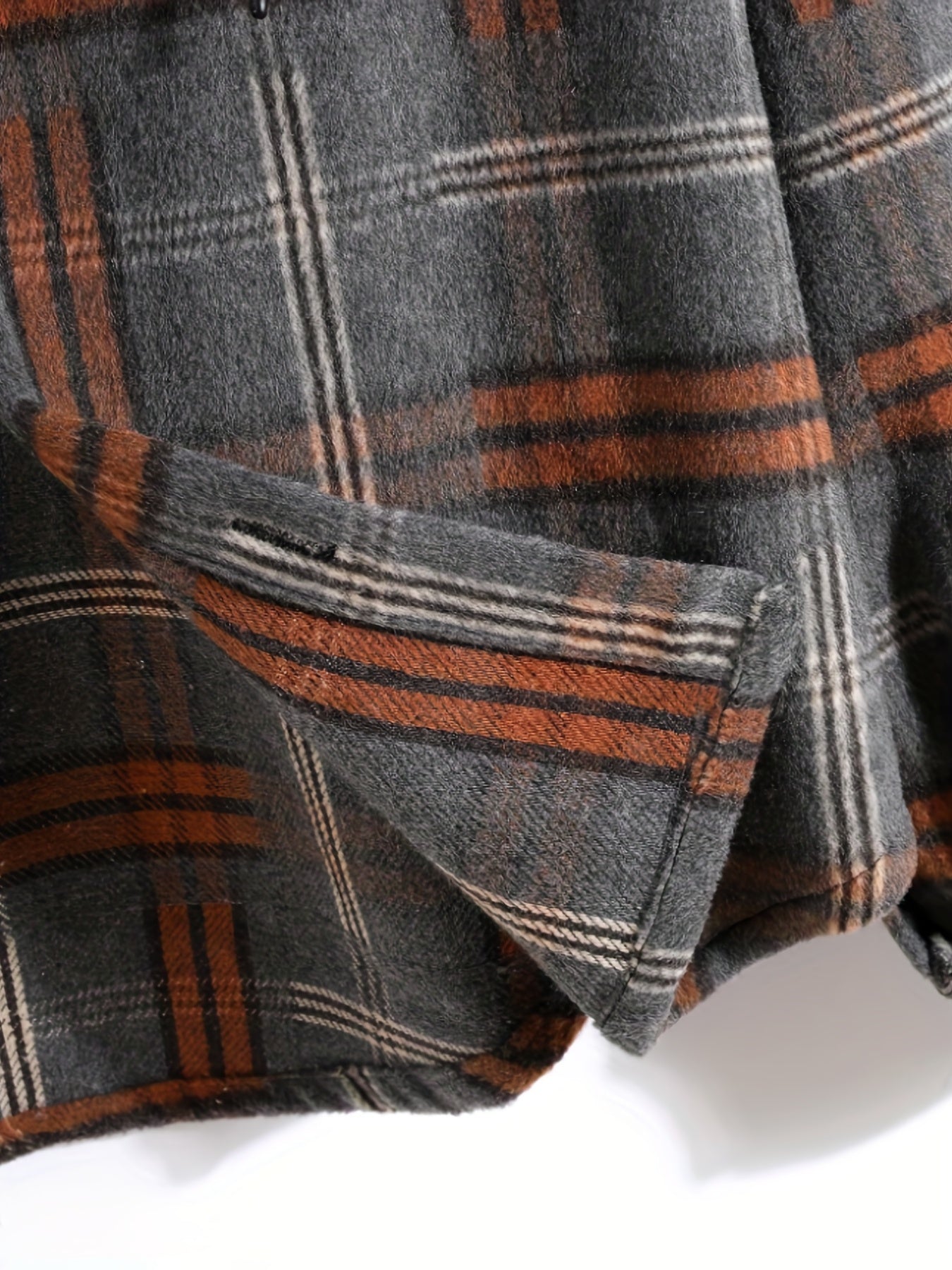 Men's Plaid Long Sleeve Jacket for Autumn, Warm and Casual with Hood