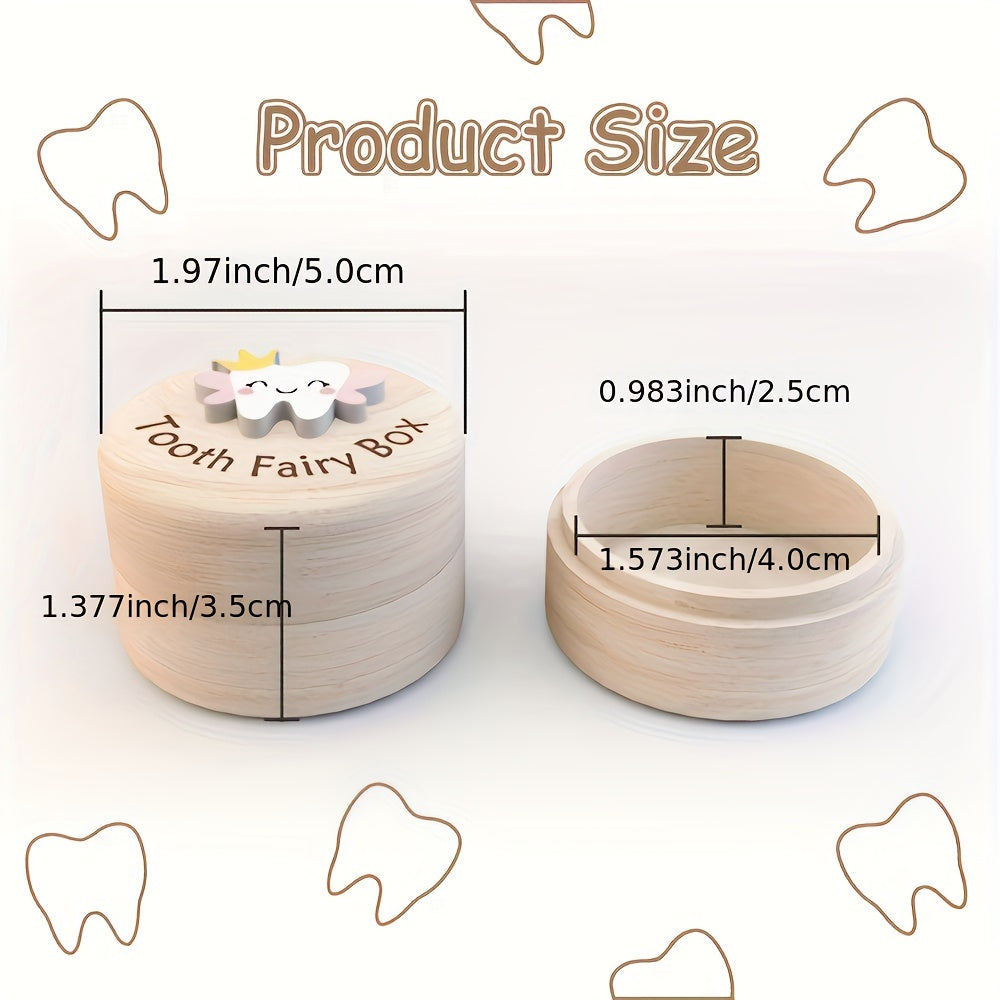 Enchanting Fairy Wooden Tooth Box featuring intricately crafted 3D teeth design - A cherished keepsake for new parents, and a thoughtful gift for Christmas, Halloween, Thanksgiving, birthdays, and Valentine's Day. Perfect for storing precious trinkets.