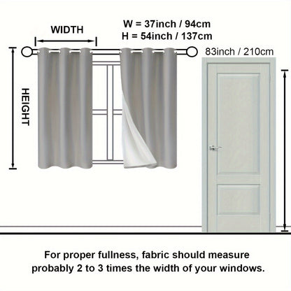 Suhuan Top Curtains, 2PC Set of 100% Blackout Insulation Soundproof Curtains with White Lining, Ideal for Bedroom, Office, Living Room, and Home Decor