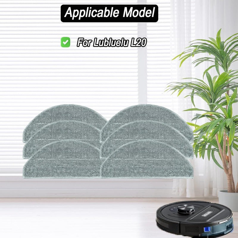 6 pieces of microfiber mop pads designed for use with Lubluelu L20 and iRobot Essential Y0110/Y0140. These pads are washable and reusable, helping to improve the performance of your vacuum cleaner.