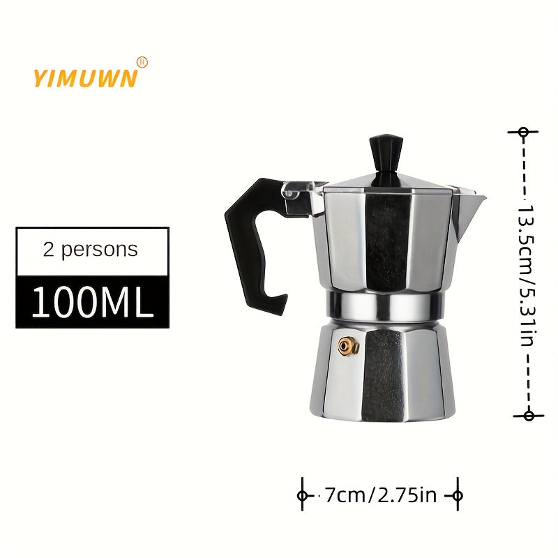 Italian Style Stovetop Espresso Maker - Enjoy Strong and Flavored Coffee with this Aluminum Moka Pot - Convenient to Use and Easy to Clean