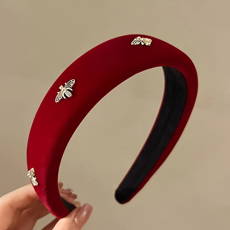 1pc Elegant Red Bee-Embellished Headband - Chic Hair Accessory for Valentine's Day and Casual Wear