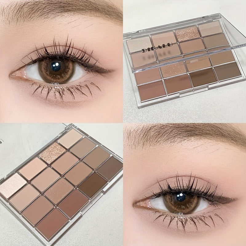 Dikalu 16-Color Eyeshadow Palette with Matte & Shimmer Finishes in Nude & Earth Tones, Long-lasting Delicate Powder for Everyday Glam Makeup Looks