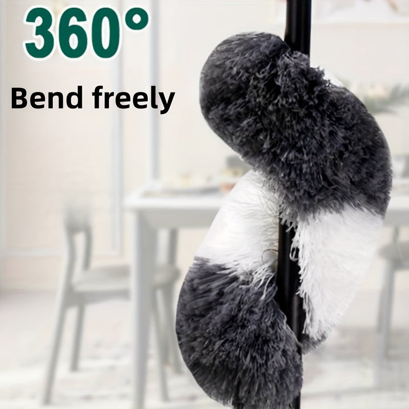 The Extendable Microfiber Duster with Retractable Pole is 280.42cm long and perfect for reaching difficult areas. This flexible dusting wand is ideal for cleaning bed bottoms, ceiling fans, furniture, car interiors, and window tracks. No battery is