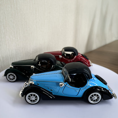 Durable aluminum alloy 1:32 scale classic car replica, perfect for gifting. Great for desk or home decor.