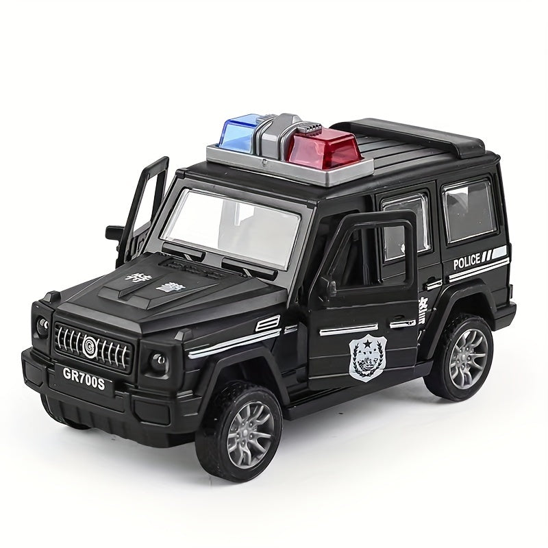 Durable toy cars with openable doors, police car, fire truck, and off-road models.