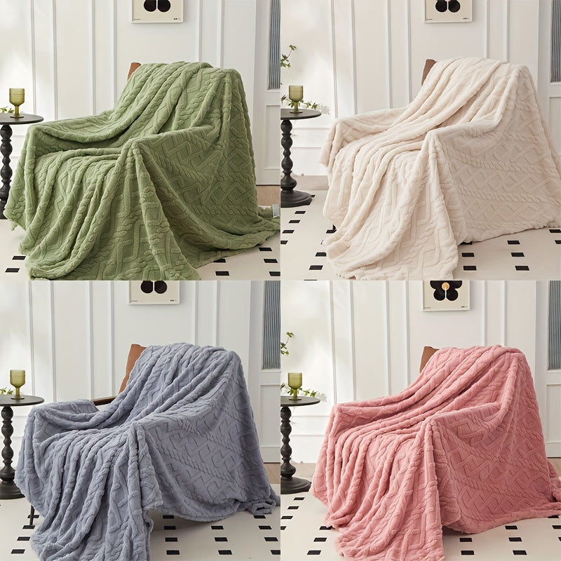 Luxurious Lamb Fleece Blanket with Stylish 3D Design, Plush and Cozy Thick Material, Ideal for Bed, Couch, or Travel. Soft, Warm, and Multipurpose for All Seasons.