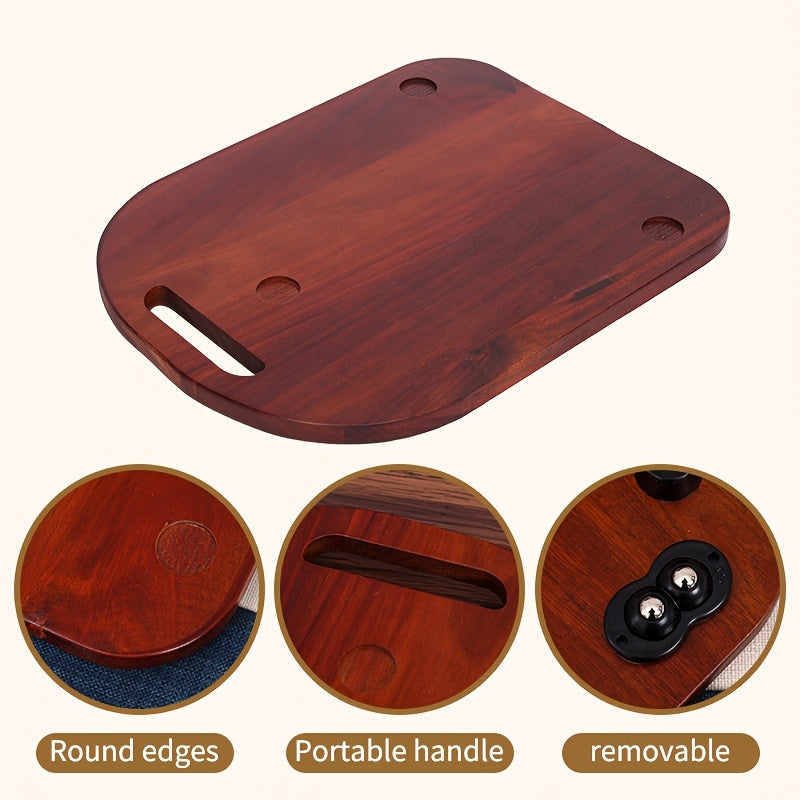 Sliding mat for kitchen made of durable bamboo with non-slip rubber feet, ideal for coffee maker, mixer, and small appliances, perfect for camping, cooking, and dining purposes.