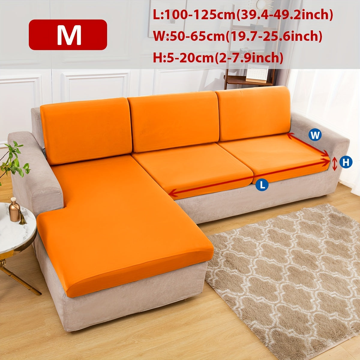 Stretch sofa seat cover to protect living room cushion.