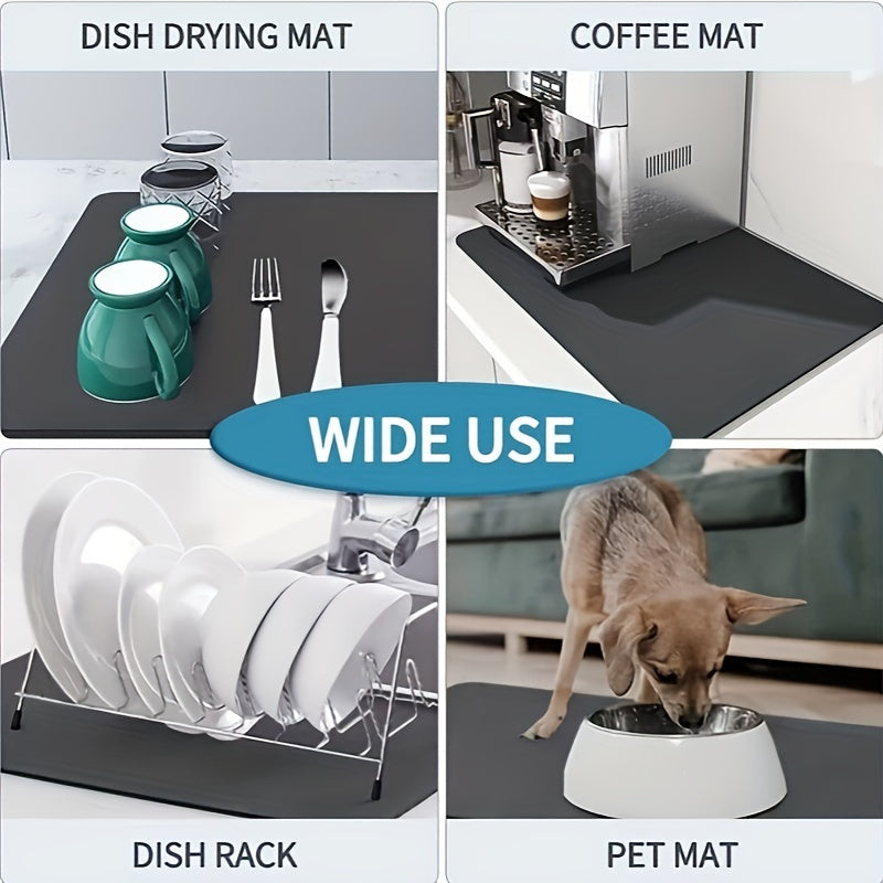 1 set of Diatom Mud Dish Drying Mats: Super Absorbent and Stain Resistant, Stylish Marble Design, Perfect for Coffee Machines and Espresso Makers