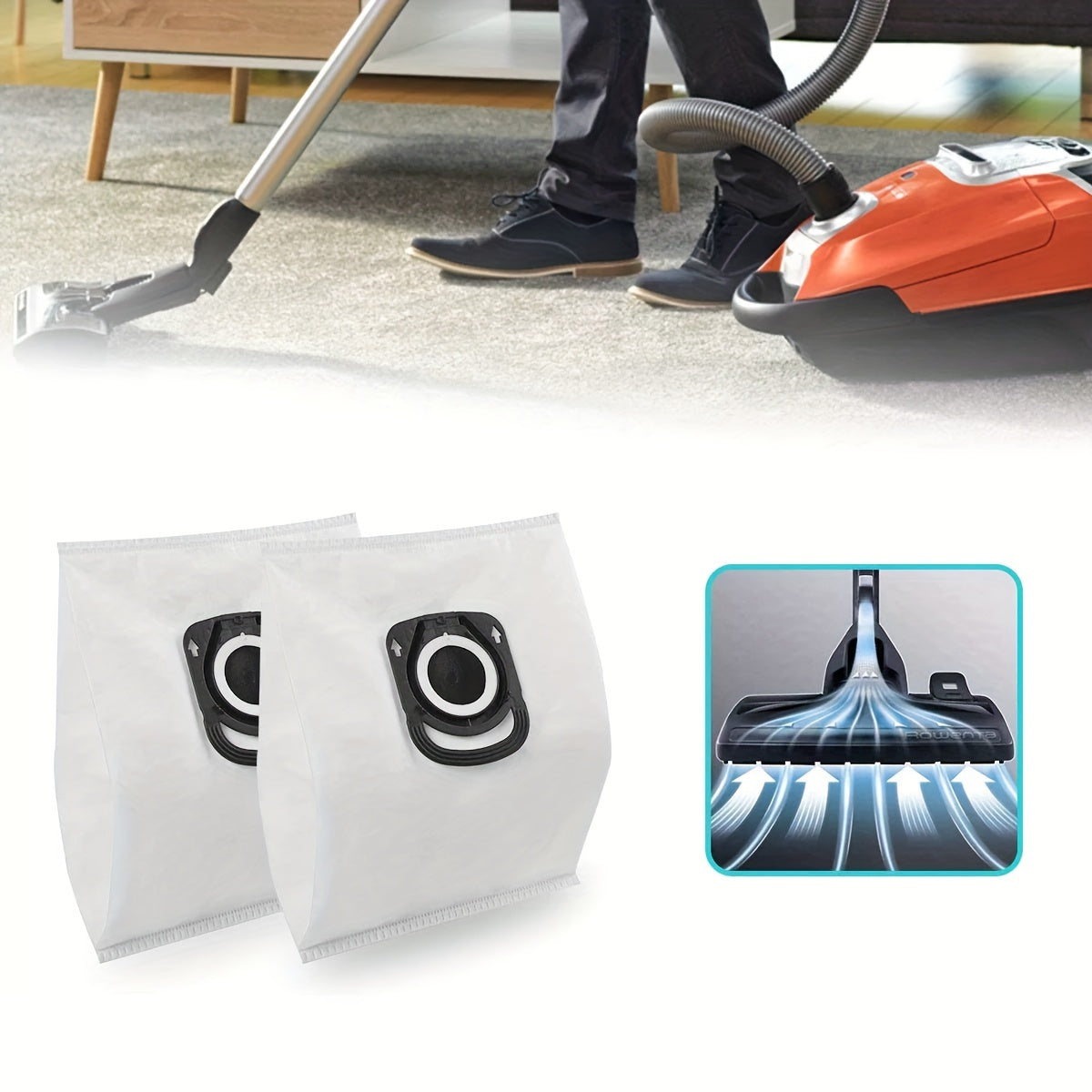 Pack of 5 Reusable 3D Efficiency Dustbags designed for Silence Force 4A (RO 64xx) Models, Features Automatic Locking System and Hygienic Filter Protection