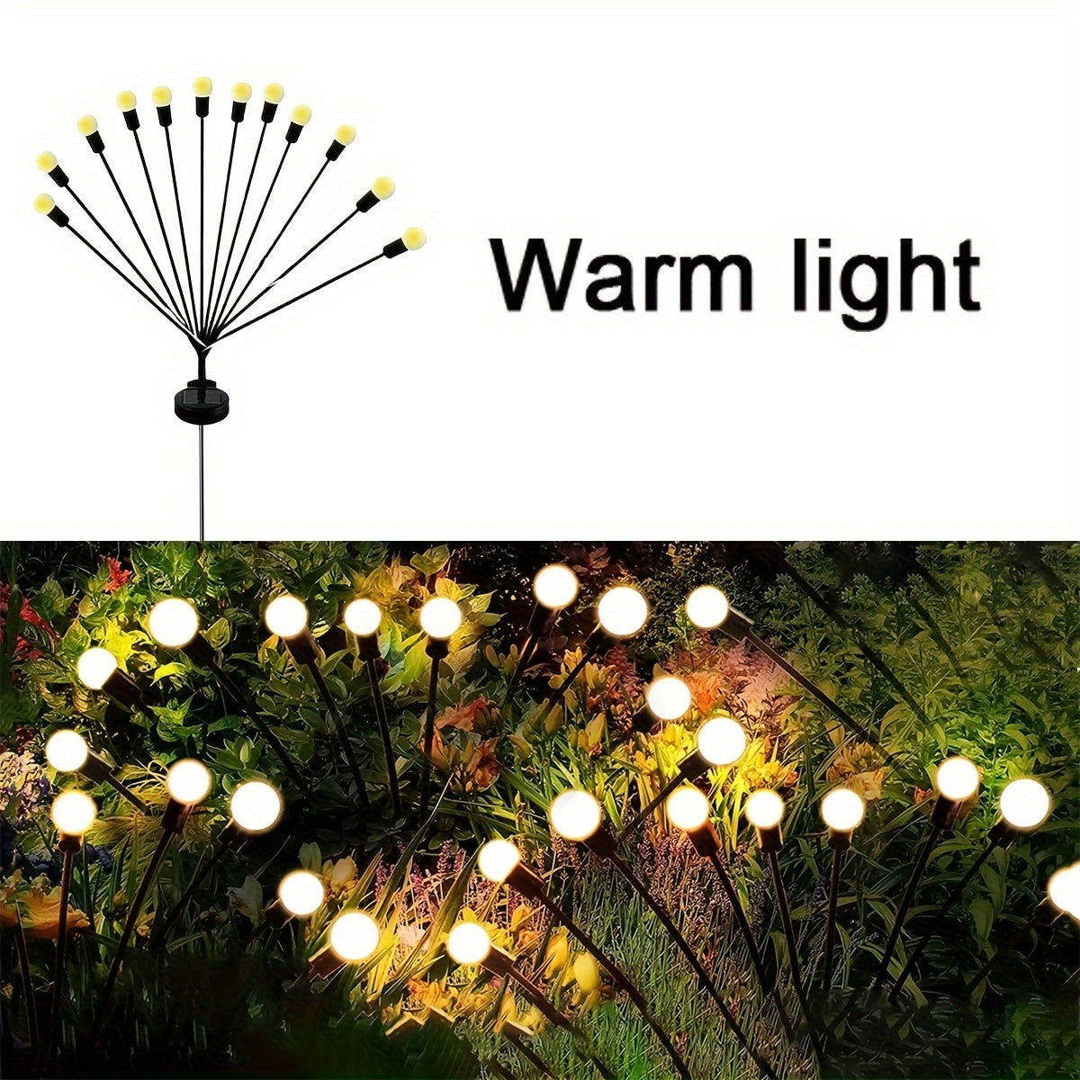 12LED solar firefly light for outdoor decoration in gardens, cafes, parks, and commercial spaces. Can be used as landscape or lawn lighting.