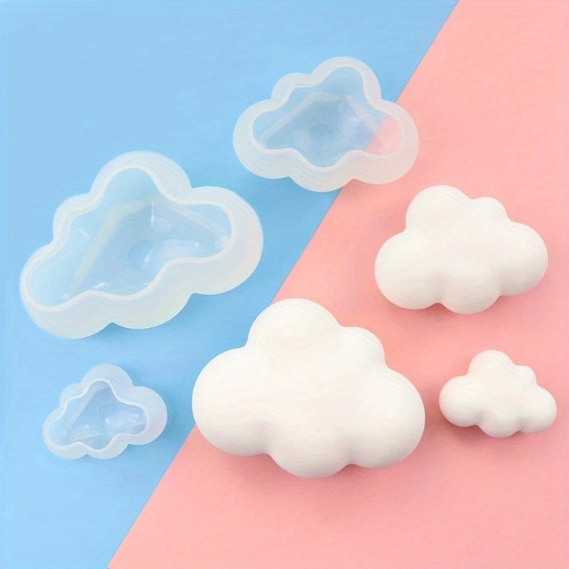 Cloud Shaped Silicone Mold Set of 3 for Making DIY Pudding, Chocolate, Crystal Candy, Desserts, Ice Cubes, Gum Paste, Cupcake Toppers, Soaps, Ice Cream, and more Baking Creations - Essential Kitchen Gadgets