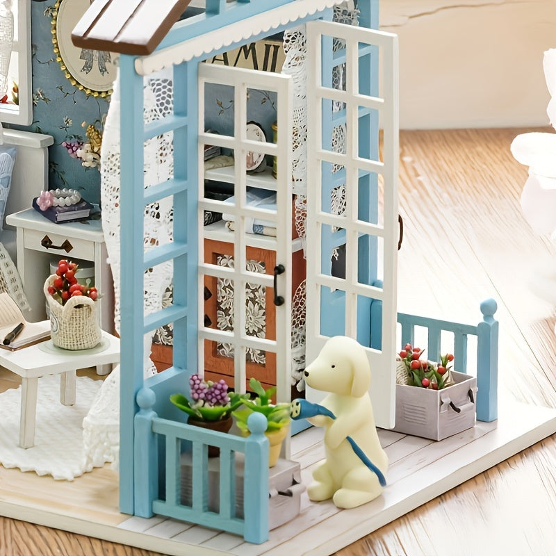 DIY Wooden Miniature House Kit with Furniture and 3D Puzzle Craft Set, Ideal Gift for Valentine's Day and Birthdays, Promotes Educational Patience and Skill Development.