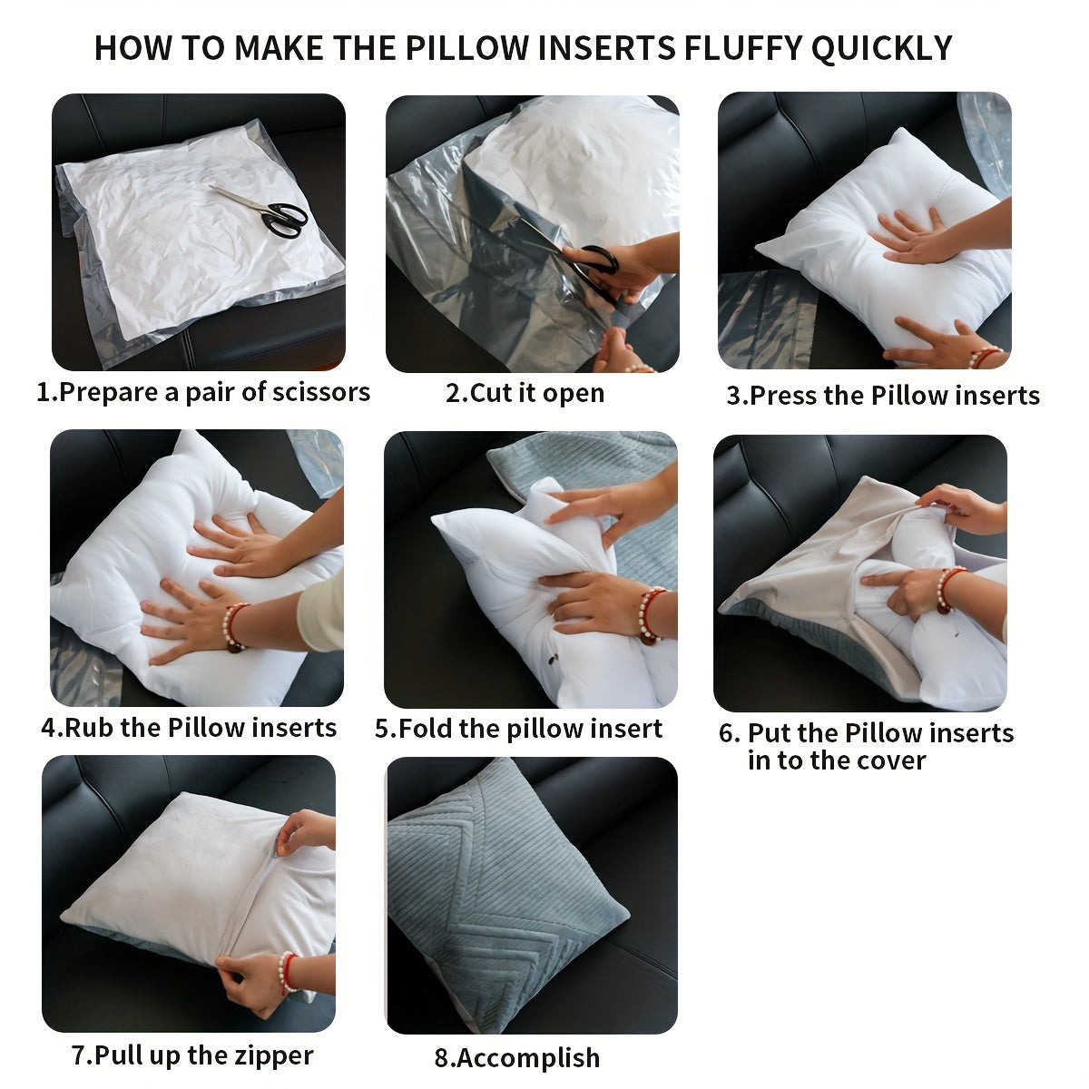 2 or 4 white pillow cores filled with soft polyester fiber, suitable for home decoration and various seating areas.