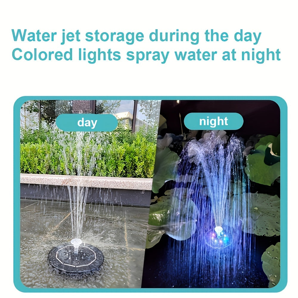 Portable Solar Fountain Pump with Lights for Bird Baths and Ponds