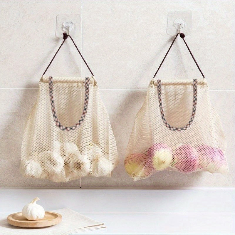 Large Capacity Hanging Storage Bag for Kitchen Organization - Mesh Pouch