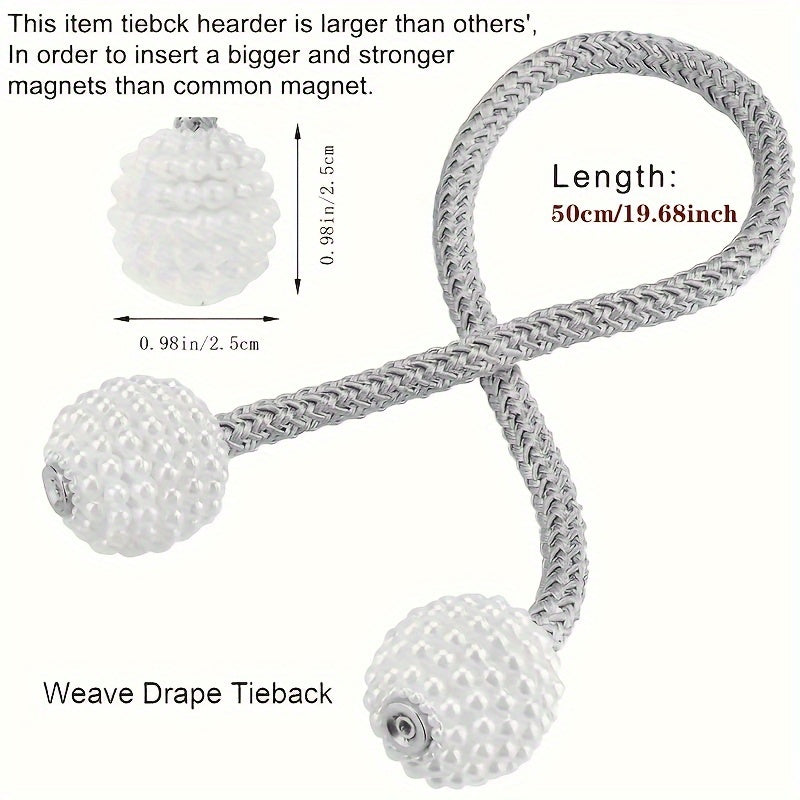 Минималистичные магнитные подхваты для штор с искусственным жемчугом, набор из 1 шт. - прочная магнитная пряжка, не требующая сверления, для спальни, гостиной и домашнего декора