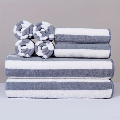 8-piece set of ultra-soft microfiber towels, absorbent and versatile for gym, shower, sports, and yoga. Includes 2 bath towels, 2 hand towels, and 2 washcloths.